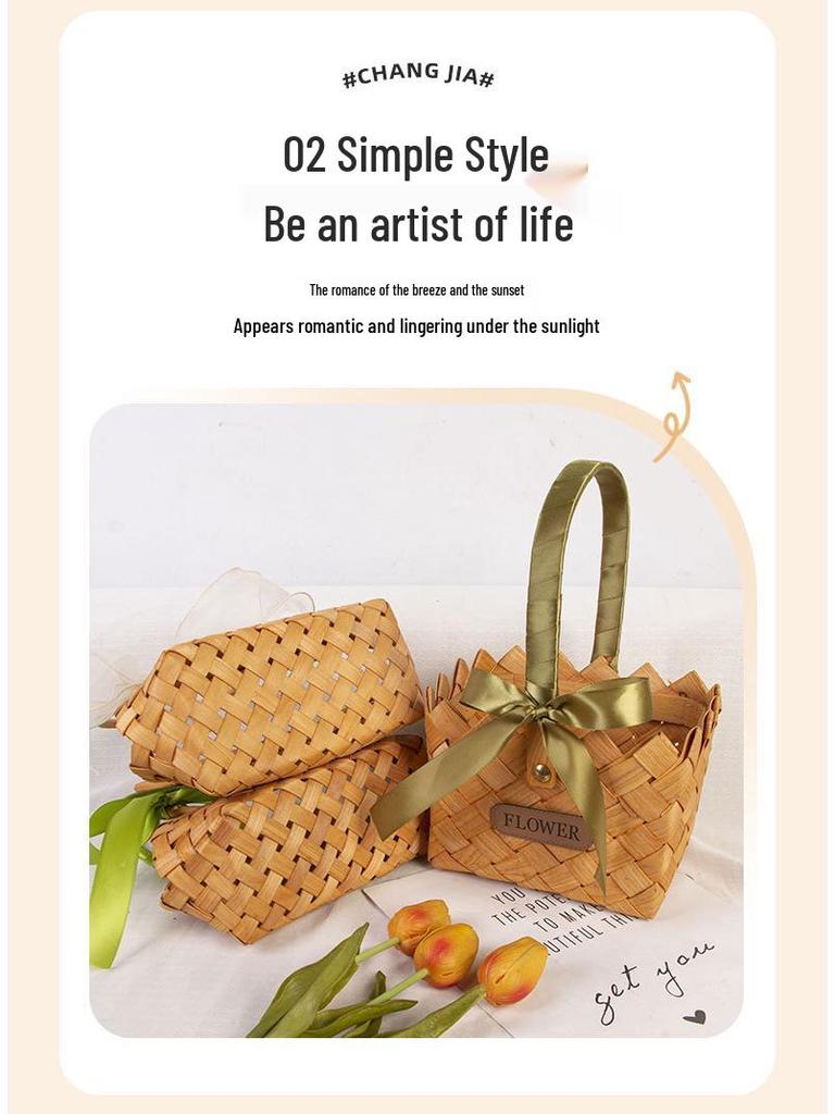 Плетеная вручную ротанговая корзина для цветов: Хранение и украшение гостиной и спальни