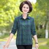 Женская клетчатая рубашка с длинным рукавом (весна/осень): Свободный повседневный топ для женщин среднего и пожилого возраста