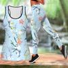 Suya Flower Print Yoga Outfit for Women Fashion Workout Leggings Fitness Sports Casual Yoga Set Sports Suit