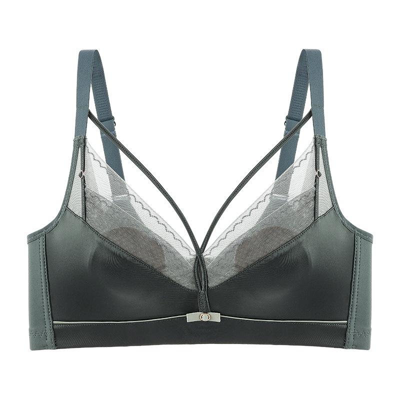 Новое летнее атласное ультратонкое модное нижнее белье без стального кольца. Мягкий и удобный регулируемый бюстгальтер со сборками.