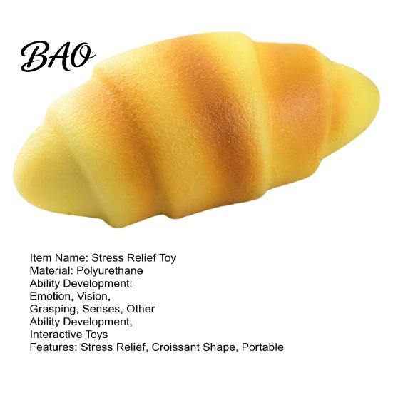 TPR Stress Ball Relief Croissant Squeeze Toy, Simulated Bread Sensory Fidget Pinch Toy Home Office Worker Relaxation Desk Portable