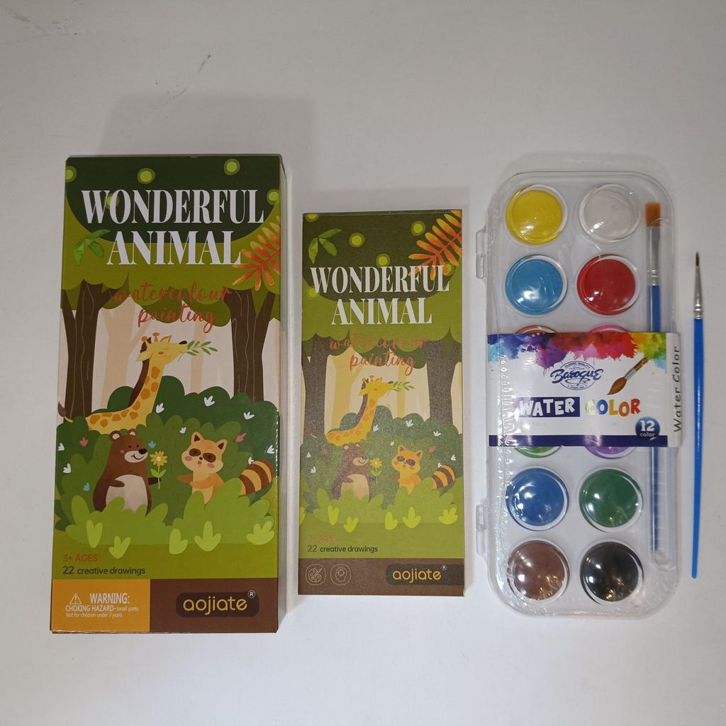 Children's Watercolor Small Animal Picture Book/watercolor Painting Book Coloring Bookmark/Christmas DIY Painted Paint Book Toy Suit