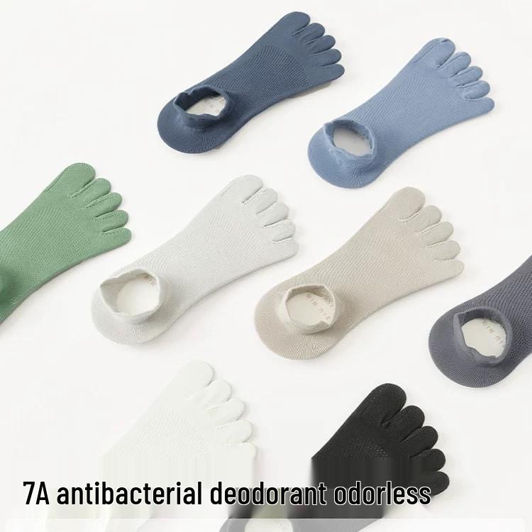 Men's Summer Five-Toe Anti-Odor Athletic Socks: Thin, Cotton, Antibacterial, Sweat-Absorbing, Boneless Toe Sports Socks