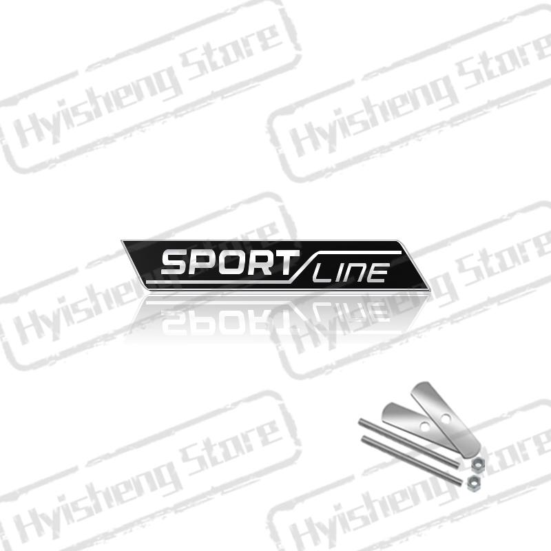AAABV1 Metal Car Styling Sport Line Front Grille Sticker Badge Rear Trunk Body Emblem For Skoda VRS Octavia Rapid Kodiaq Karoq Superb
