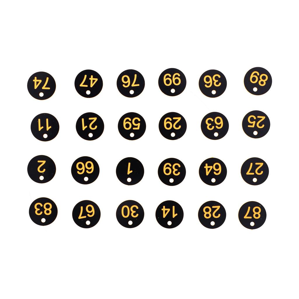 100 шт., бирка с круглым номером, маркер для улей, этикетки с отверстием, аксессуар для пчеловодства на ферме(Черный желтый