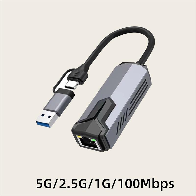 USB to Ethernet Adapter 5Gbps Type C (Thunderbolt 4/3 Compatible) to RJ45 Network Card Compatible for NAS Macbook Laptop
