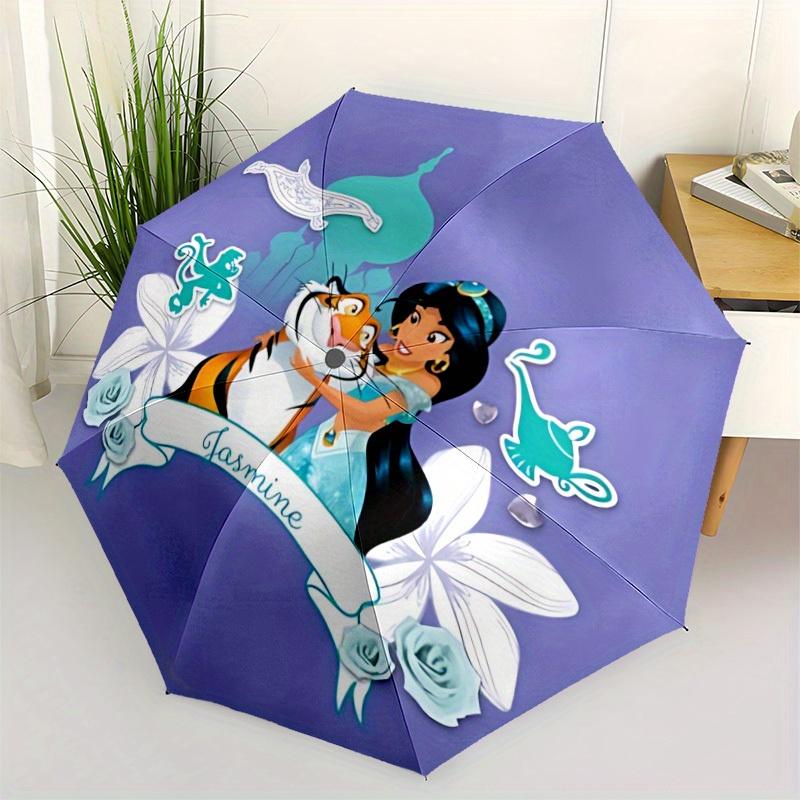 1pc Aladdin Jasmine Folding Umbrella, Automatic Folding. It Has Eight Sturdy Ribs, Making It Convenient for Outdoor Use yy0729024