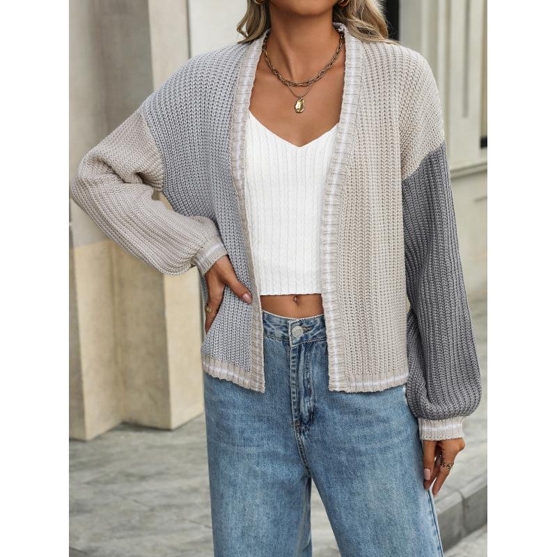 Autumn And Winter Temperament Commuter Loose Splicing Women's Knitted Cardigan Jacket Sweater