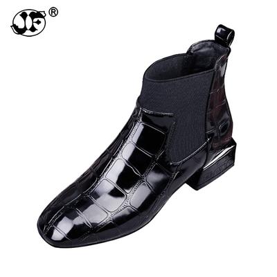 Новые однотонные черные кожаные ботильоны женские туфли женские остроносые женские ботинки модные зимние ботинки на низком каблуке Botas Mujer YHIK09