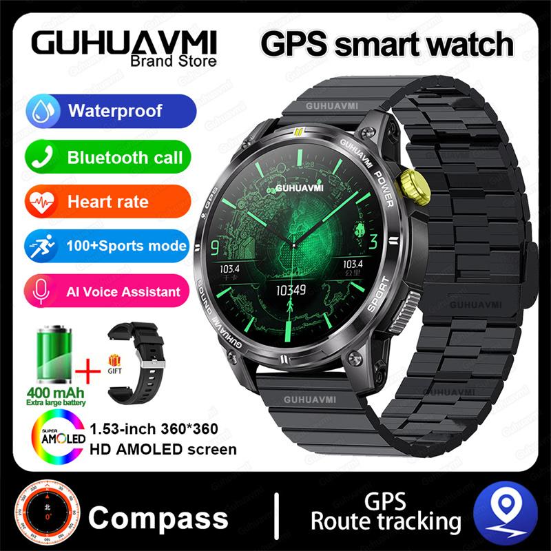 Новые умные часы для активного отдыха GPS-компас AMOLED-экран Водонепроницаемые для плавания Bluetooth-звонки Умные часы для мужчин и женщин