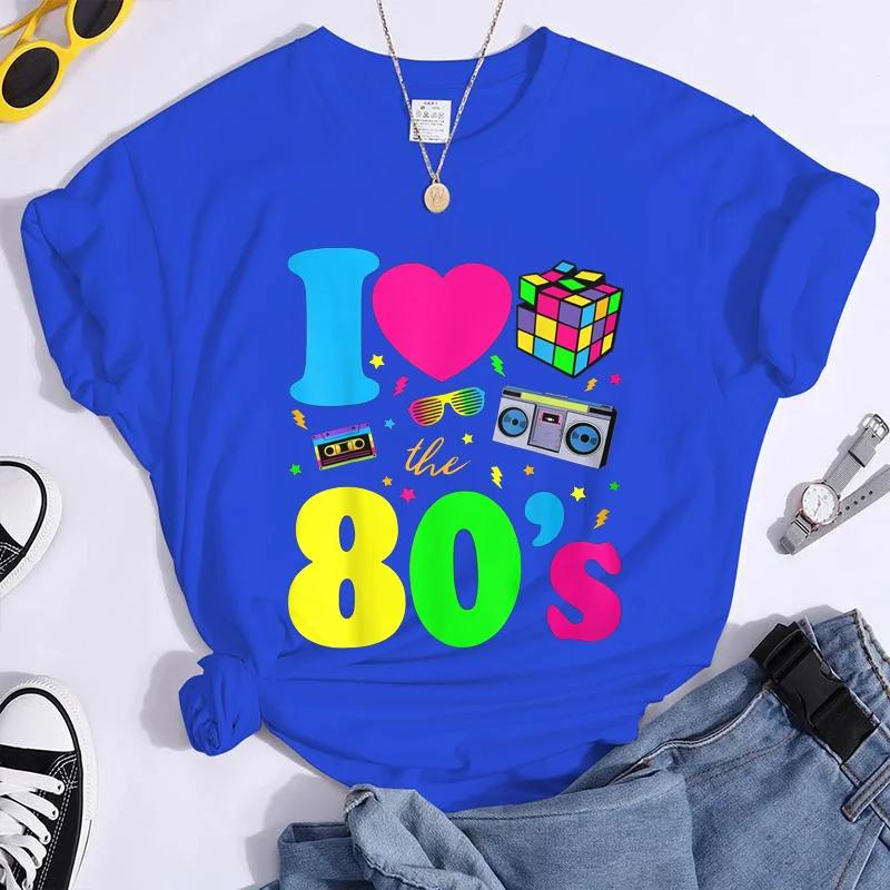 Новая Мода Я Люблю 80-е Женская Винтажная Футболка 1980-х Смешная Классическая Футболка Топы Женская