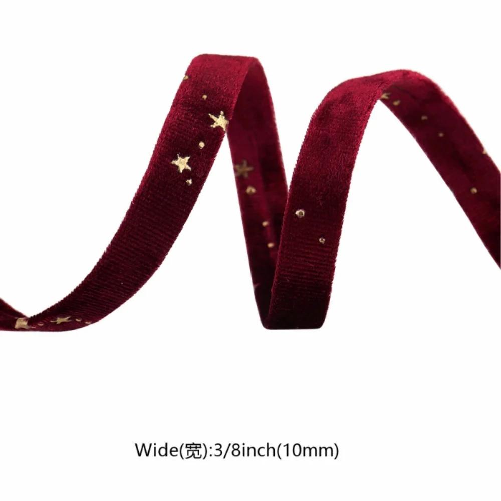 Горячее тиснение Подарочная упаковка Мягкая текстура Ленты для рукоделия Двусторонние бархатные ленты Элегантный свадебный декор для проектов своими руками