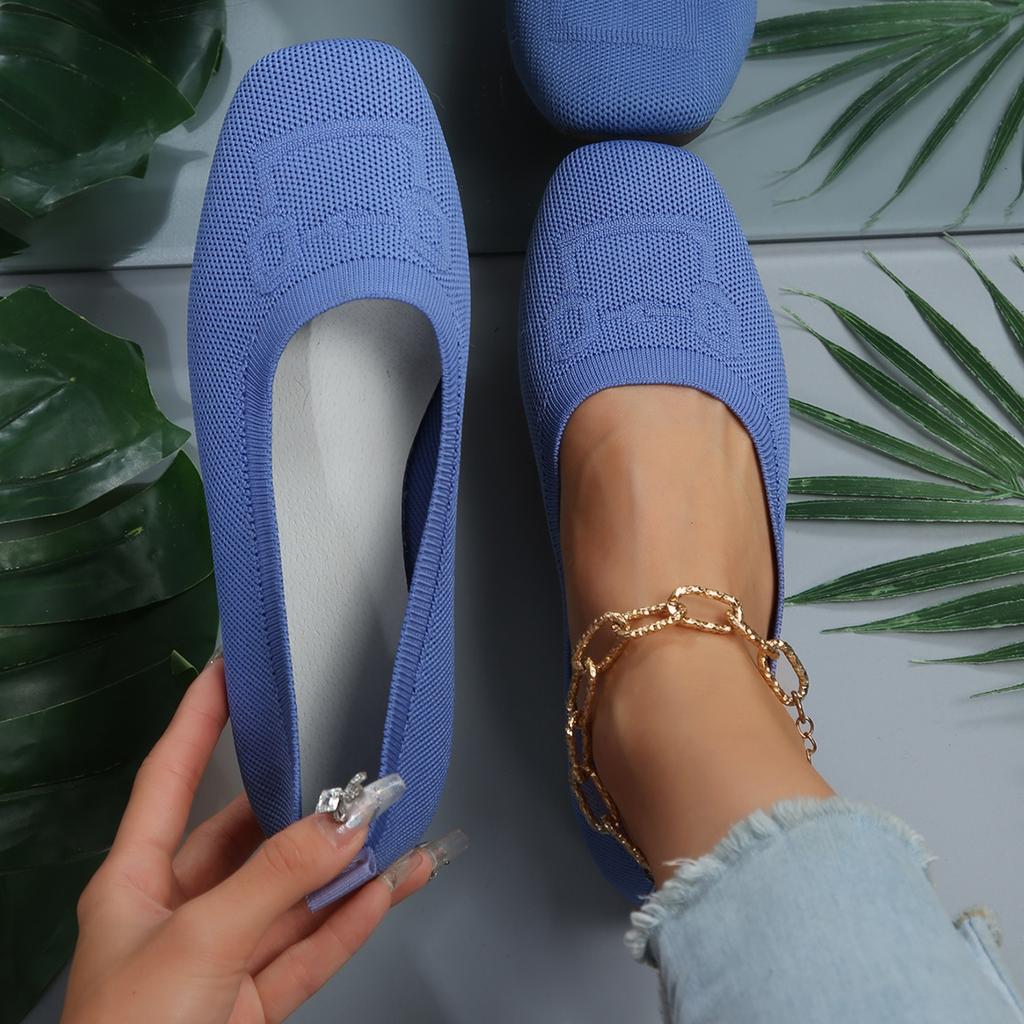 Женские туфли на плоской подошве, однотонные трикотажные офисные туфли, повседневные дышащие балетки из мягкой сетки, женские мокасины, Zapatos De Mujer