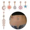 1pcs Stainless Steel Sun Belly Button Rings Zircon Flowers Leaf Moon Navel Piercing Surgical for Women Body Jewelry Pendant Gift