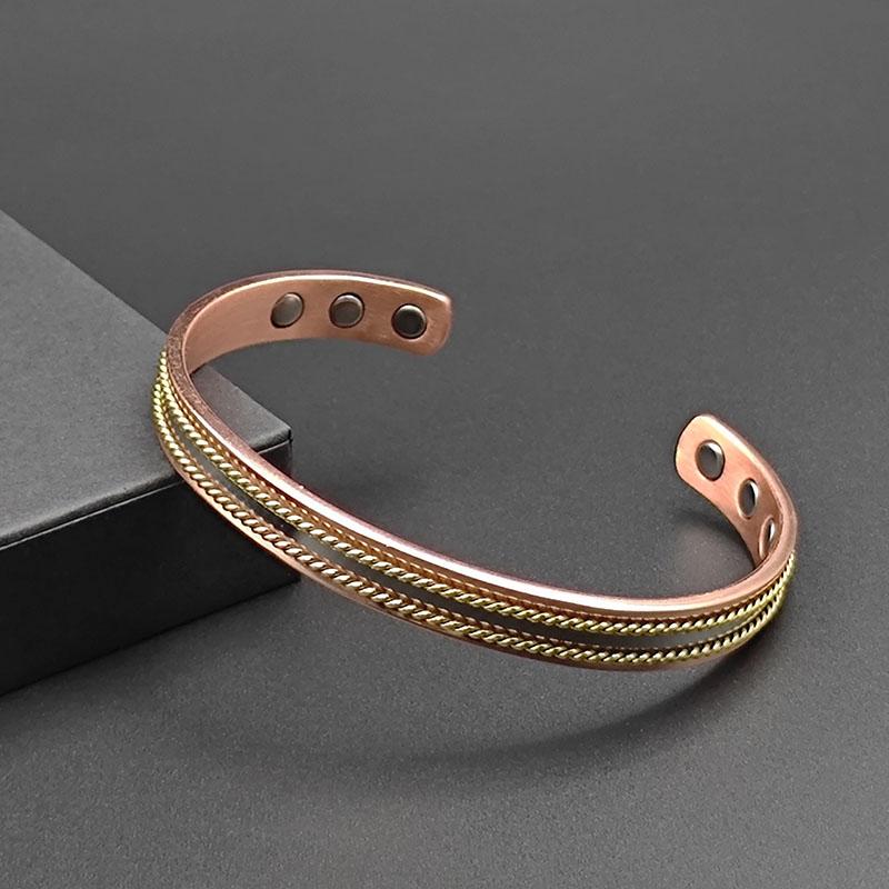 Vintage Copper Bracelets for Women Men 99.9% Pure Copper Magnetic Bangle with Energy Magnets Adjustable Cuff Jewelry Gift