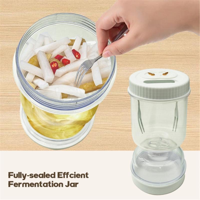 Innovative Wet and Dry Separation Jar Pickles Container with Strainer Hourglass Convenient Storage Jar for Ingredient