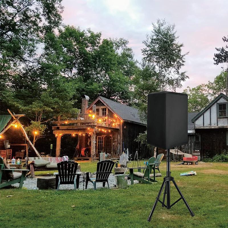 Чехол для колонок из ткани Оксфорд, защитный чехол для мультимедийной аппаратуры из металлического профиля, пыле- и водонепроницаемый защитный чехол из ткани Оксфорд плотностью 210D, черный с серебристым оттенком.