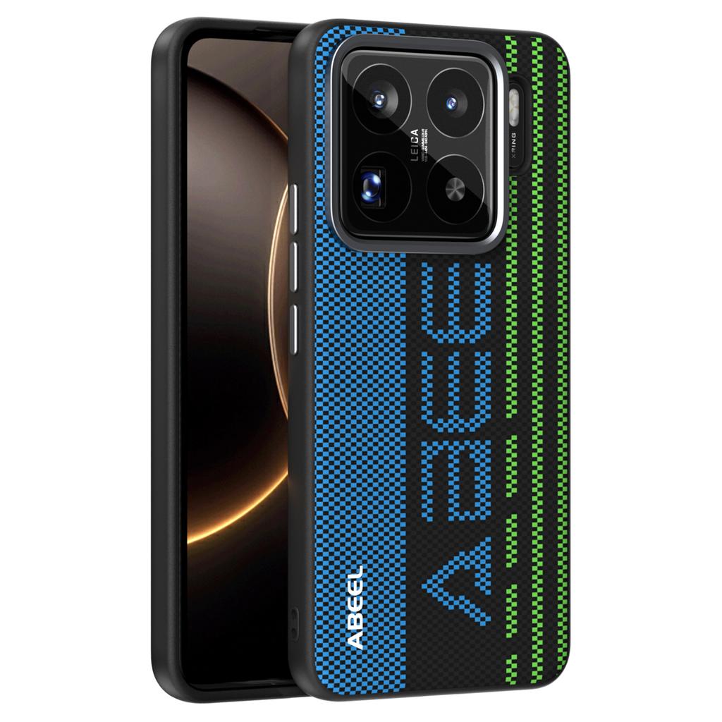 ABEEL Чехол для Xiaomi 15S Pro, совместимый с MagSafe, напечатанный ПК ТПУ Алюминиевый сплав Кожаный чехол для телефона