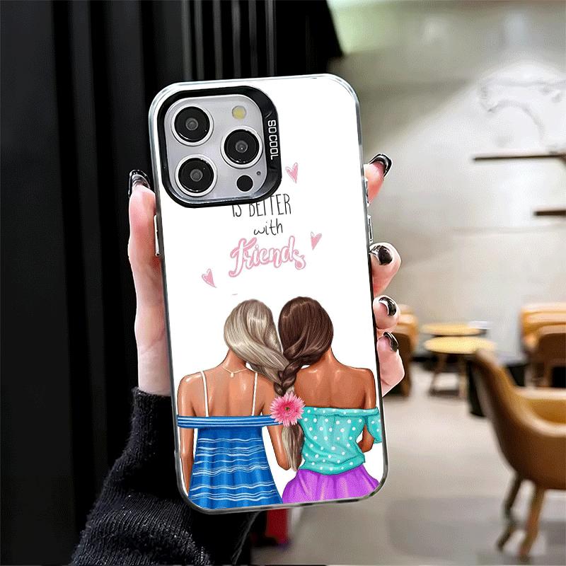 Best Friends Forever Girls Soft Phone Case for iPhone 15 16 17 Pro Max 17Air 16E 14 Plus 13 12 Mini Shockproof Cover Back Shell