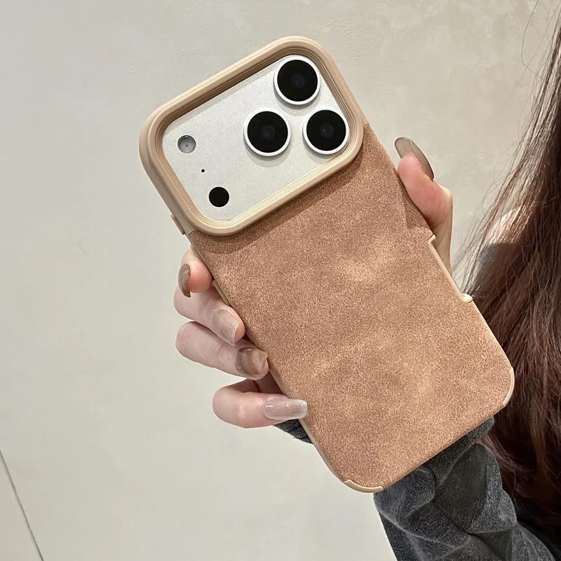 Однотонный чехол из бархатной ткани с ощущением кожи для For Iphone 17 Air 16 15 14 Plus 13 12 11 Pro Max Мягкая ударопрочная задняя крышка из ТПУ