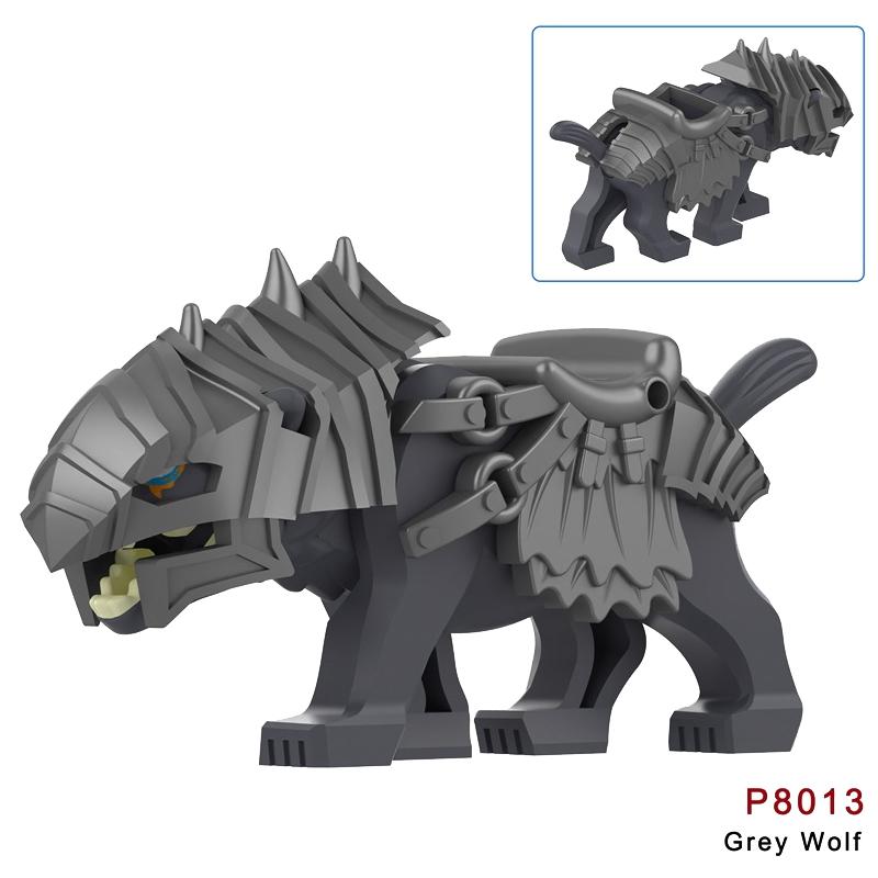 Medieval Castle Green Dragon Knight Building Blocks Figure Accessory Shield Vest Warhorse Cape Orc Flag Mount Wolf Toy Gift D123