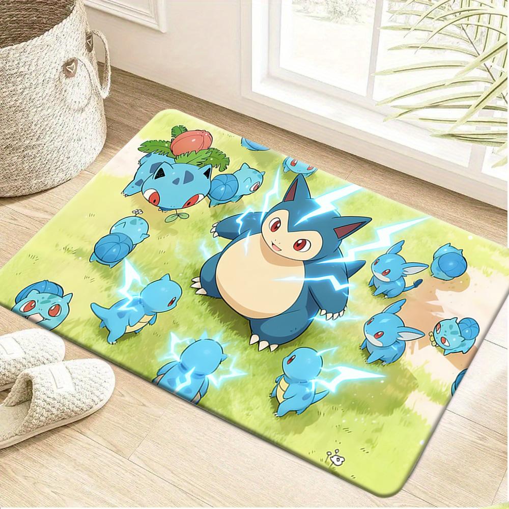 Pokemon Squirtle and Charmander Pixel River Print Non-slip Doormat, Soft Absorbent Floor Rug for Home Decor