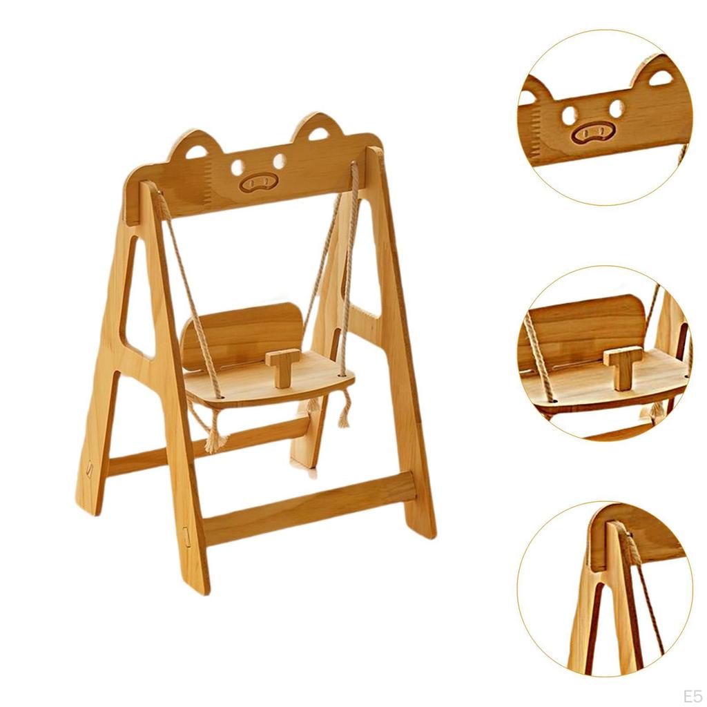 Doll Swing Lightweight Accessories Portable Adjustable Rope Length Wood Toy