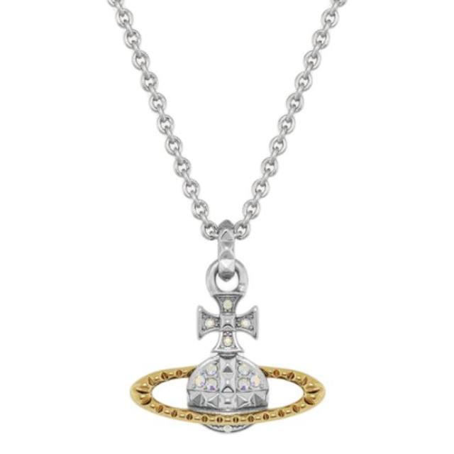VIVIENNE WESTWOOD Майфэр Сатурн Шипованное Золото и Белый Цвет Рыцаря Ожерелье Унисекс ожерелье Серебро 630203EG-02W204