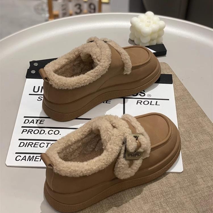 Velvet Cotton Shoes Women's 2025 Autumn and Winter New Korean Version Outside Wear Internet Celebrity Snow Boots Lamb Wool Platform Explo