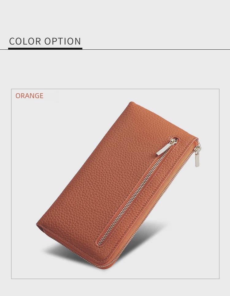 Women's Genuine Leather RFID Wallet with Multi-Card Slots & Zippered Coin Purse