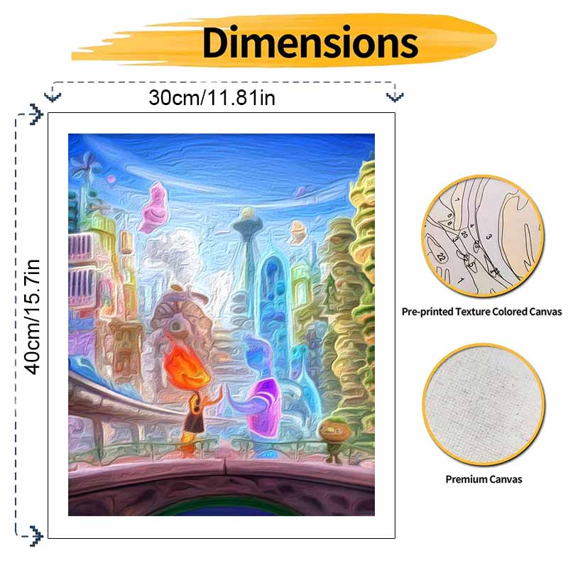 Disney Масляная живопись Элементарный город любовь искусство ручная работа DIY картина украшение дома подарок
