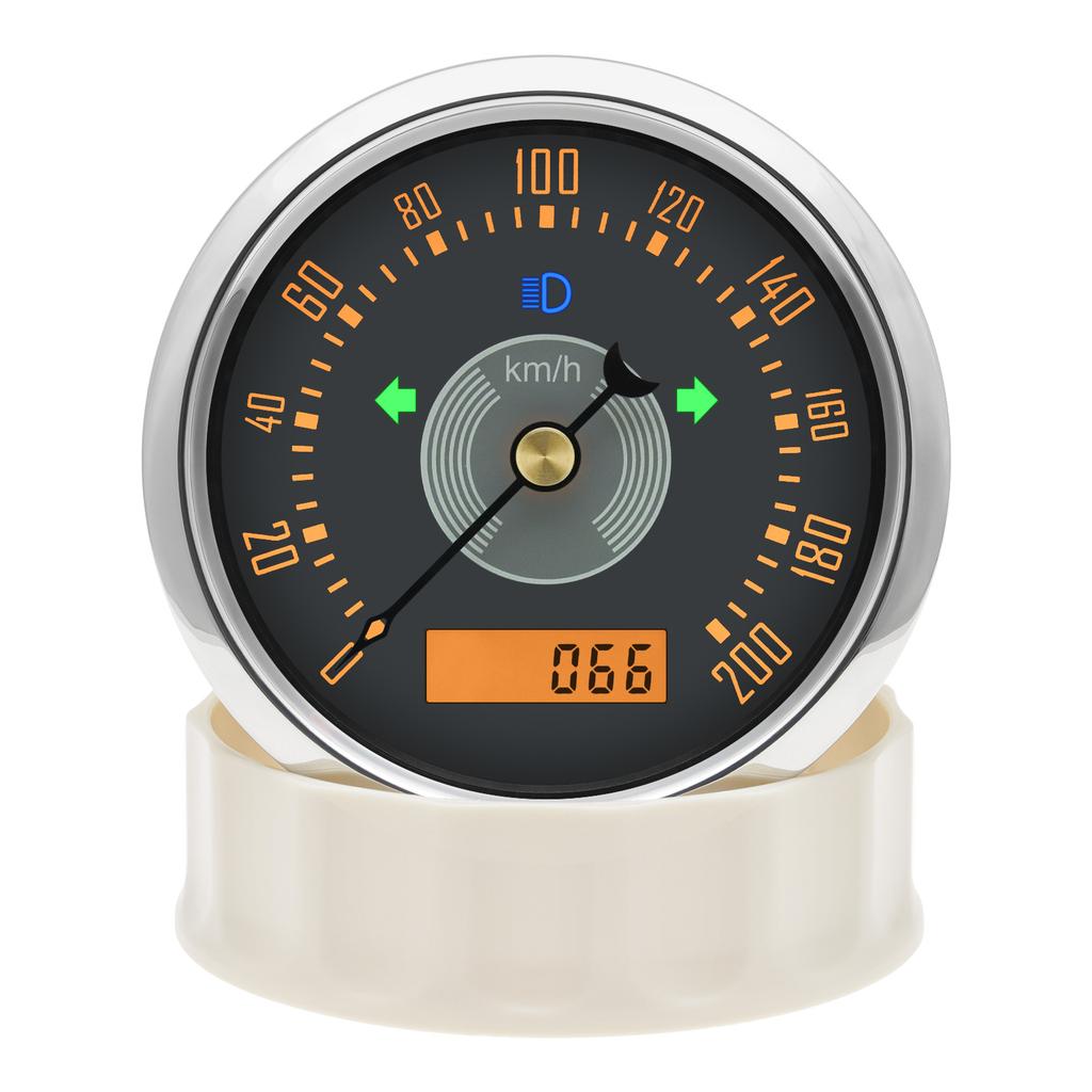 85mm Classical GPS Speedometer 160~220 Km/h 160~220MPH Odometer Adjustable with Red Yellow Light for Car Motorcycle Boat Custom