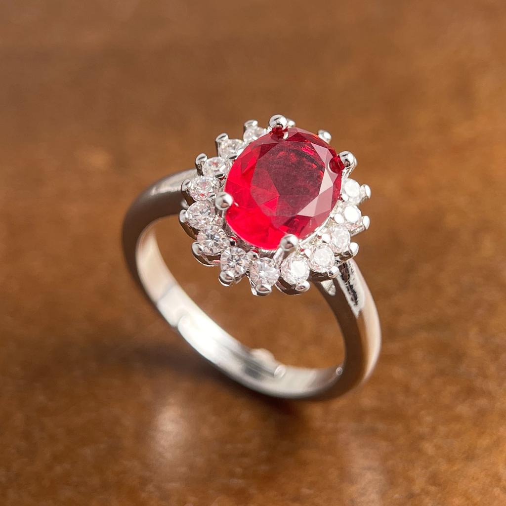 Xiaomi BF CLUB 925 Sterling Rings for Women Simple Geometric Handmade Irregular Retro Vintage Red CZ Ring Allergy For Birthday Gift