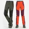 Men Climbing Trousers Elastic Waist Button Zipper Fly Sporty Pants with Pockets Patchwork Color Thick Plush Lining Outdoor Activities Hiking Pants