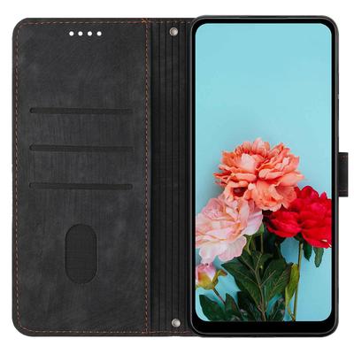 Чехол для Samsung Galaxy M35 5G с тиснеными линиями, кожаный чехол для телефона в стиле книжки со складной подставкой