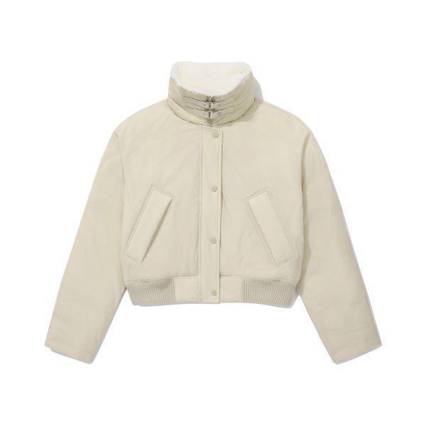Covernat Short Collar Wool Zip Long Sleeve Down Jacket Women outerwear Ivory CO2404DP76BT