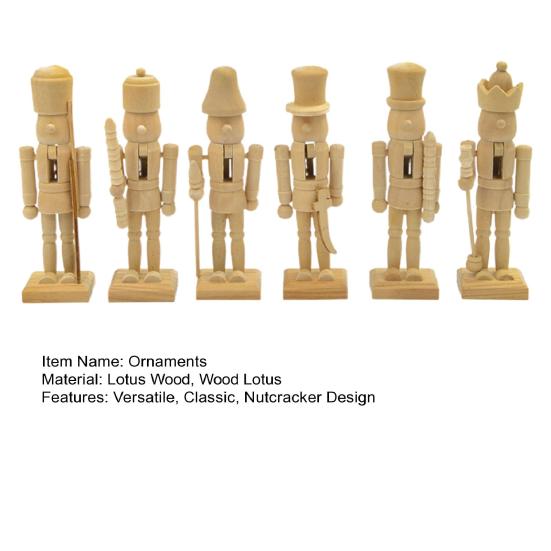 6 шт. Неокрашенные заготовки щелкунчика 12,5 см Деревянное DIY ремесло для раскрашивания Рождественское украшение