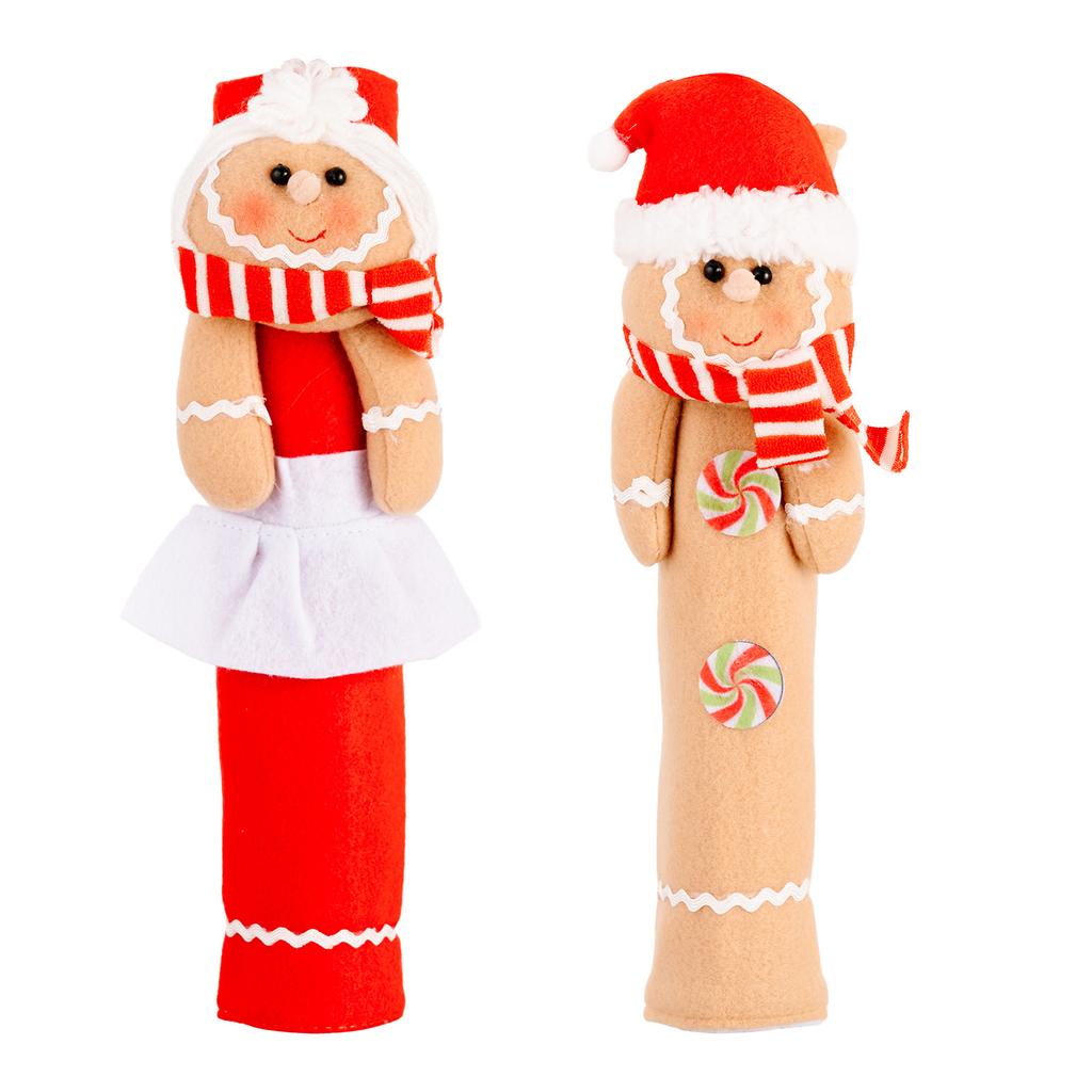 Christmas Door Handle Decoration Cute Cartoon Microwave Refrigerator Handle Cover Keep Warm Protective Cover Home Accessories