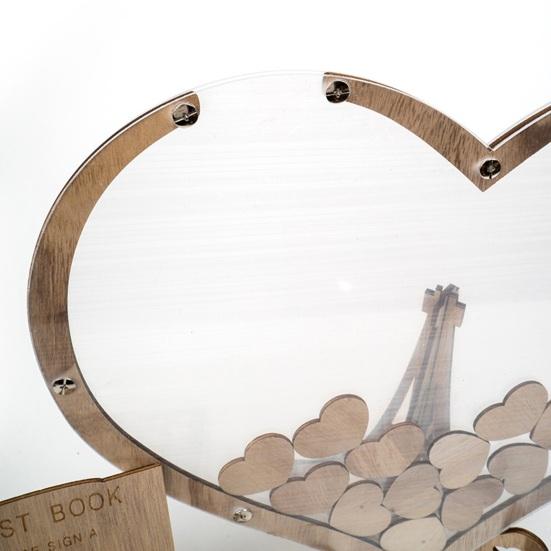 1 комплект деревянного украшения в форме сердца любви с ящиком для гостей, мини-сердечко, стабильная подставка, гостевая книга, альтернатива настольному столу для свадебного приема на День святого Валентина