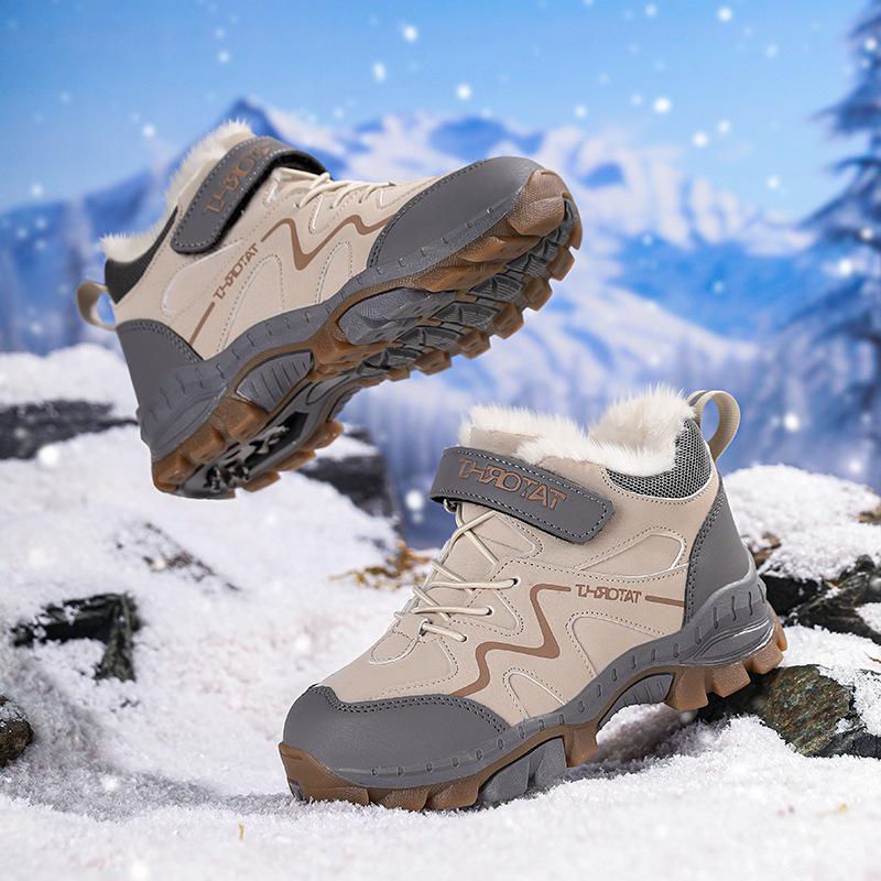 2025 г. Водонепроницаемые нескользящие зимние кожаные походные ботинки для мальчиков - Теплая, износостойкая уличная обувь