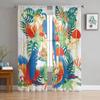Прозрачные оконные шторы с милым попугаем и зелеными листьями для гостиной, тюлевые шторы для спальни, кухни, вуаль, шифоновые шторы