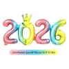Разноцветные шары-цифры 2026 16 дюймов фольгированные шары-короны Новый год Рождество Выпускной Вечеринка по случаю дня рождения Украшение