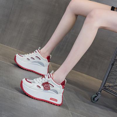 Белые туфли на толстой подошве 2025 новые модели увеличивают рост на 8 см, подчеркивают стопу, маленькие повседневные универсальные, цветные, прозрачная сетка, студенческие женские туфли