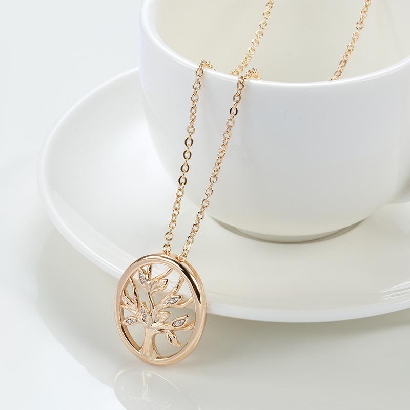 Xiaohong Necklace Women'S Niche Design Sense, The Same Christmas Tree Pendant 585 Rose Gold Collarbone Chain