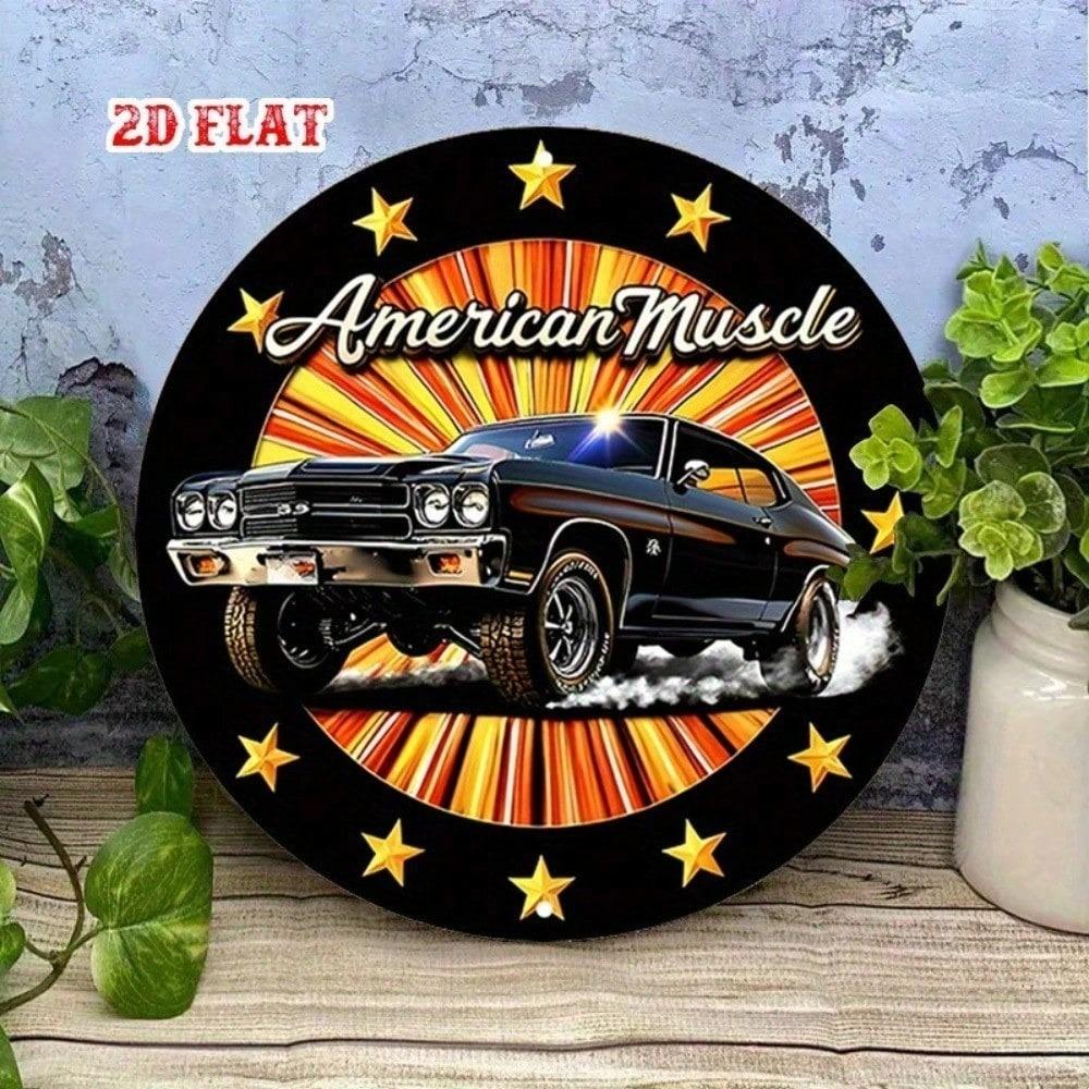 Ретро американский автомобиль жестяная табличка 8x8 дюймов, винтажный металлический настенный декор для гаража, мужской уголок, бара, классический автомобильный алюминиевый плакат