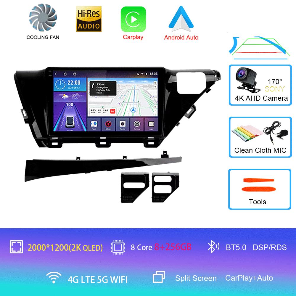 Автомобильное радио Android 14 Carplay Auto для Toyota Camry 8 XV 70 2017 2018 2019 2020 Мультимедийный видеоплеер Навигация GPS Стерео DSP