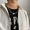 Men's Hip-Hop M Pendant Necklace: Trendy Cuban Chain In Titanium Steel, Stylish and Minimalist Design.