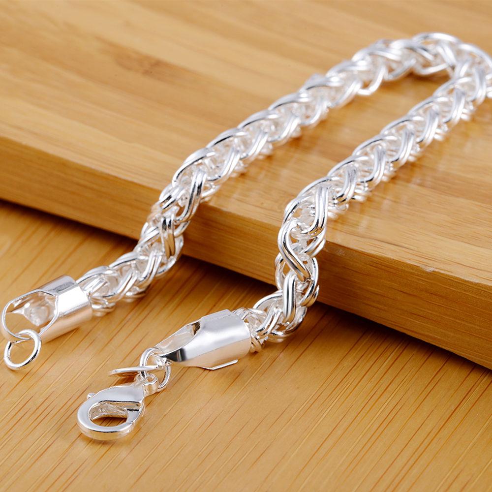 New 925 Sterling Silver Bracelet Fishbone Bracelet Woman Men's Jewelry Gift