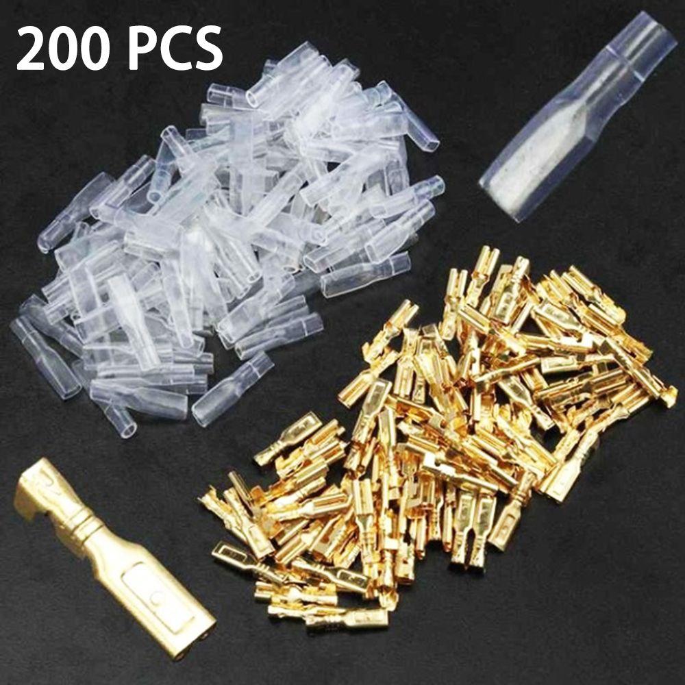 200PCS Set Female Spade Durable 200pcs Butt Connector Electrical Crimp Terminal Insulated Wire
