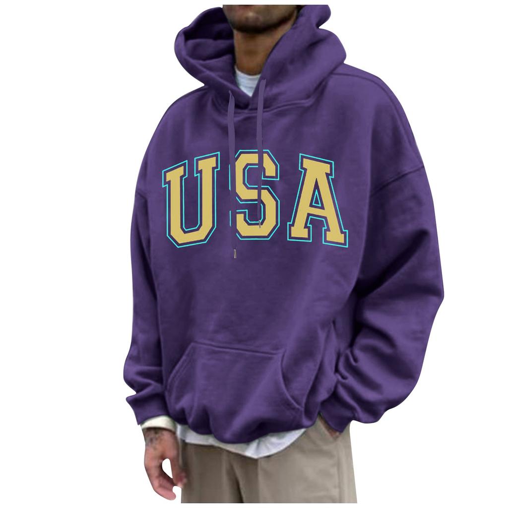 Men's Loose Printed Hooded Sweatshirt Men's Casual Fashion Sports Sweatshirt